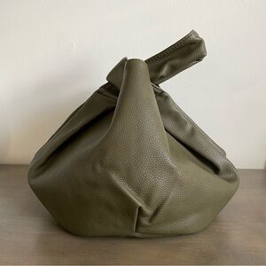 Olive Green Leather Sculptural Knot Mini Dollop Bag X The Drop | Fall Fashion